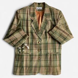 Vintage green plaid blazer